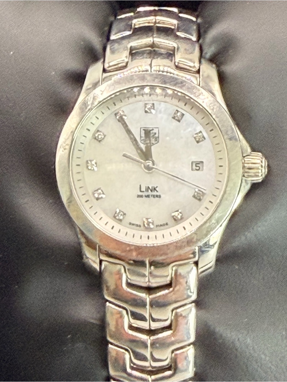 Tag Heuer Silver Link Stainless Steel Watch with Mother-of-Pearl Dial